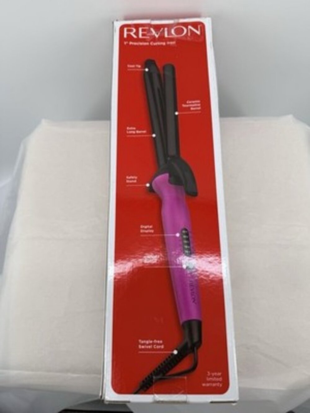 Revlon Easy Heat 1in Precision Curling Iron Pink/Black 5 Heat Settings 425F